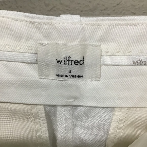 NWT Aritzia Wilfred Carrot Linen Pants White Sz 4 High Waist Trousers Minimalist - Picture 4 of 7